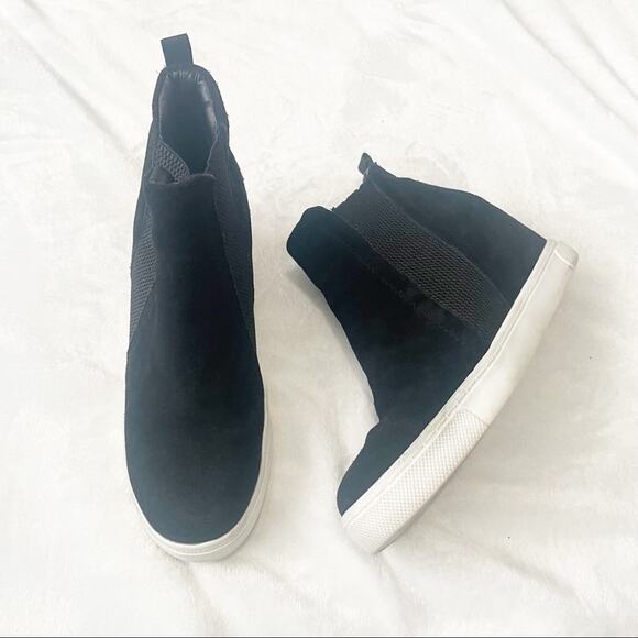 Steve Madden LEII WEDGE SNEAKER black pull on ankle size 8.5 - Picture 4 of 10